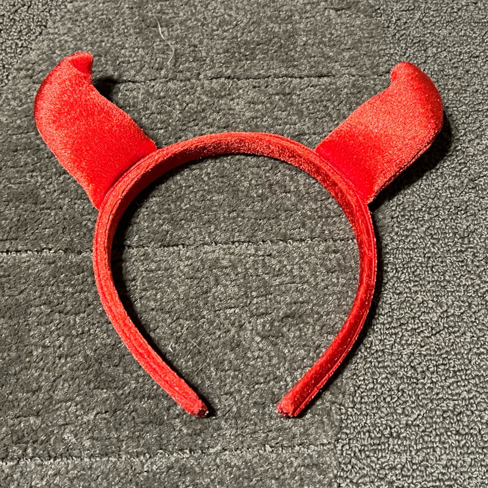 Red Velvet Devil Horns Headband Stuffed Plush Cosplay Costume Halloween Satan